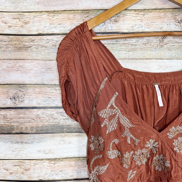Free People Terracotta Floral Blouse - Picture 2 of 8